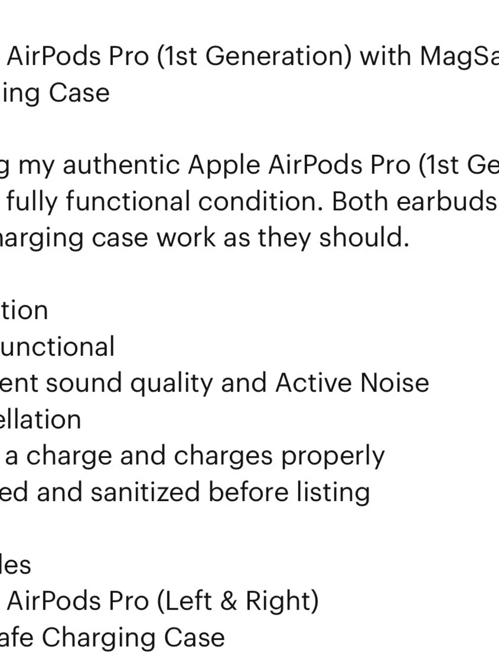 Authentic Apple AirPods Pro (1st Generation) with MagSafe charging case.